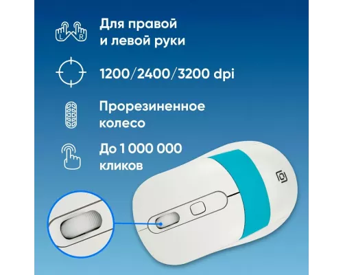 Мышь OKLICK 310MW белый/синий