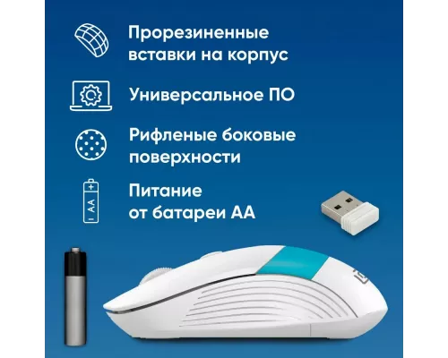 Мышь OKLICK 310MW белый/синий