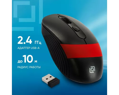 Мышь OKLICK 310MW черный/красный