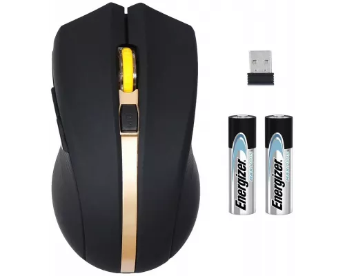 Мышь OKLICK 495MW черный/золотистый