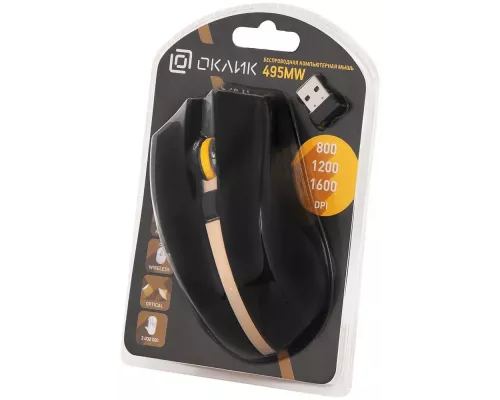 Мышь OKLICK 495MW черный/золотистый