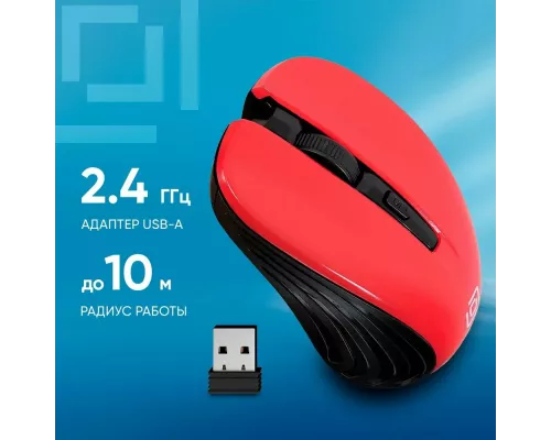 Мышь OKLICK 545MW черный/красный