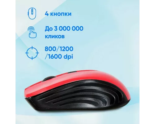 Мышь OKLICK 545MW черный/красный