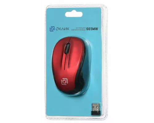 Мышь OKLICK 665MW черный/красный
