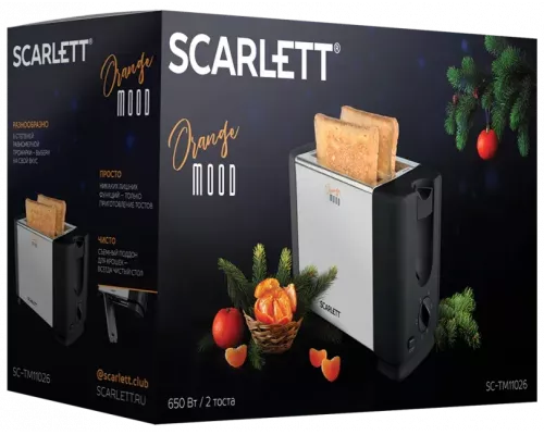 Тостер SCARLETT SC-TM11026 серебристый/черный