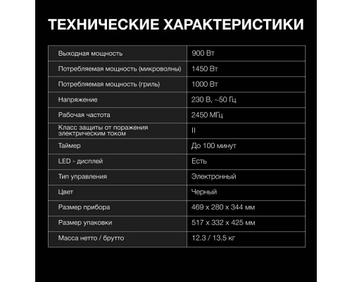 Микроволновая печь Hyundai HYM-D3011 черный