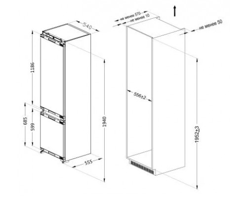 Встраиваемый холодильник Ascoli ADRF310WEBI