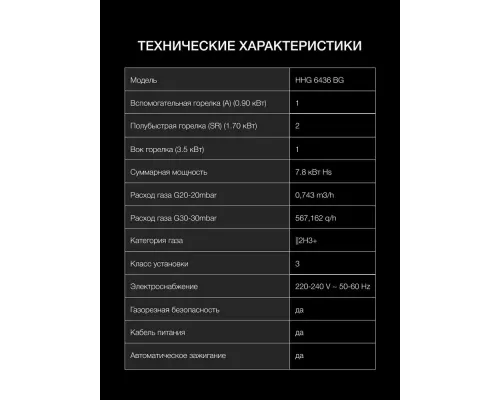Варочная поверхность Hyundai HHG 6436 BG черный