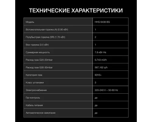 Варочная поверхность Hyundai HHG 6438 BG черный
