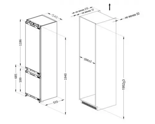 Встраиваемый холодильник Ascoli ADRF310WEBI