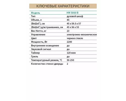 Духовой шкаф NORDFROST HM 5060 B