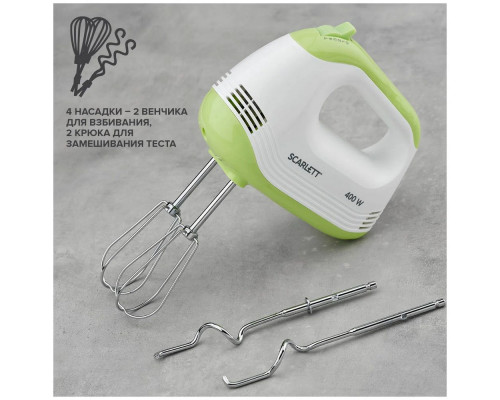 Миксер SCARLETT SC-HM40S15 белый/зеленый Миксер SCARLETT SC-HM40S15 белый/зеленый