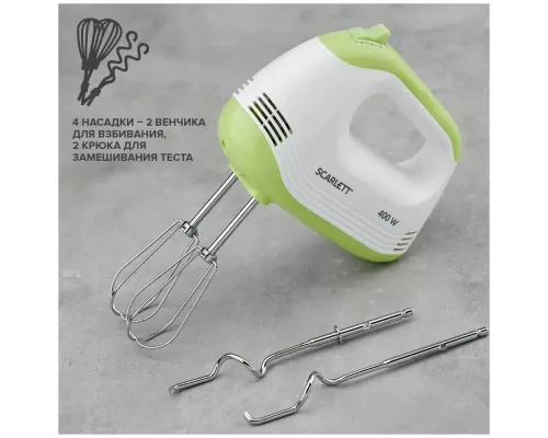 Миксер SCARLETT SC-HM40S15 белый/зеленый