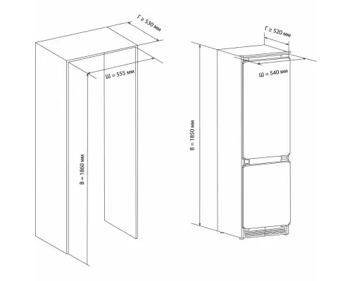Встраиваемый холодильник HIBERG i-RFCB 400F NFW
