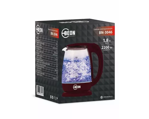 Чайник BEON BN-3046 стекло красный
