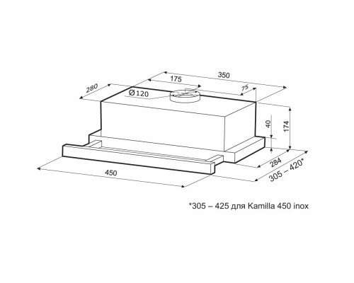 Вытяжка KRONA KAMILLA 450 BLACK Вытяжка KRONA KAMILLA 450 BLACK