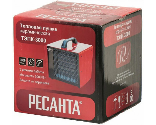 Тепловая пушка РЕСАНТА ТЭПК-3000 красный/черный Тепловая пушка РЕСАНТА ТЭПК-3000 красный/черный