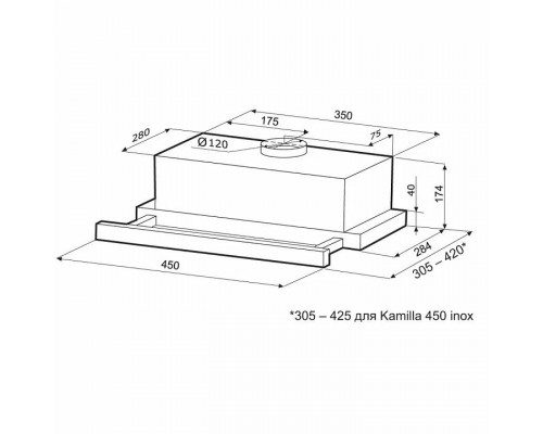 Вытяжка встраиваемо-выдвижная KRONA KAMILLA 450 WHITE Вытяжка встраиваемо-выдвижная KRONA KAMILLA 450 WHITE