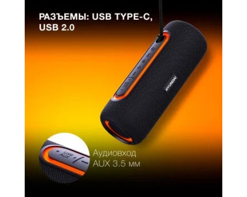 Портативная колонка HYUNDAI H-PS1021 черный/черный Портативная колонка HYUNDAI H-PS1021 черный/черный