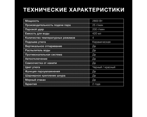 Утюг HYUNDAI H-SI 01339 черный/красный Утюг HYUNDAI H-SI 01339 черный/красный