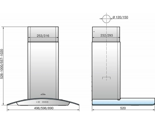 Вытяжка каминная без купола ELIKOR АМЕТИСТ 90П-650-К3Д черный/тонир