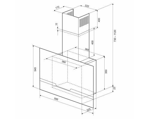 Вытяжка каминная наклонная KRONA DOMENIKA 600 BLACK/INOX S Вытяжка каминная наклонная KRONA DOMENIKA 600 BLACK/INOX S