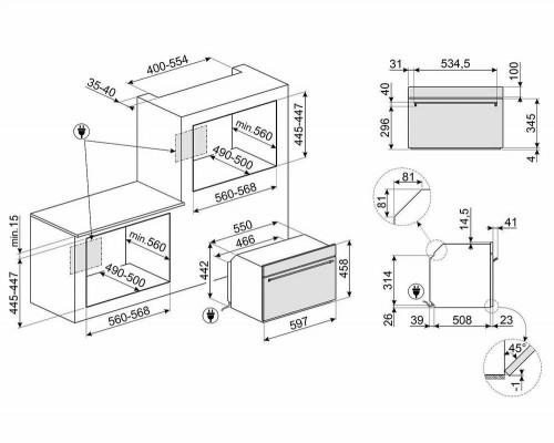 Встраиваемая микроволновая печь SMEG SO4301M0N чёрный матовый Встраиваемая микроволновая печь SMEG SO4301M0N чёрный матовый