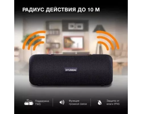 Портативная колонка HYUNDAI H-PS1021 черный/черный