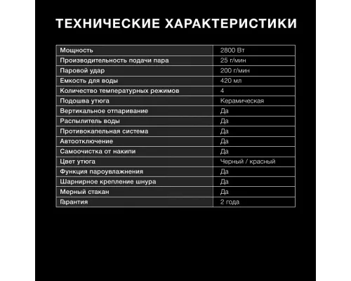 Утюг HYUNDAI H-SI 01339 черный/красный