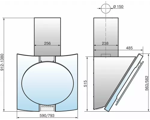 Вытяжка ELIKOR Графит 80Н-700-Э4Д нерж/ стекло черное
