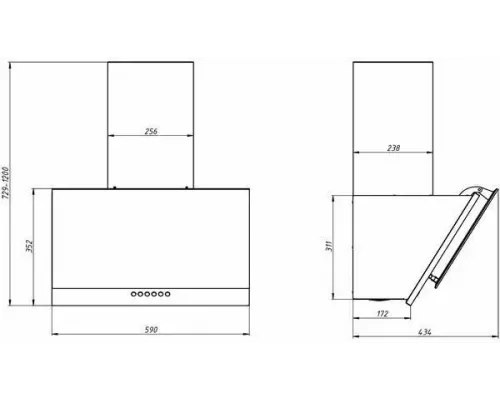 Вытяжка каминная наклонная ELIKOR RX6754XB нерж/черное стекло