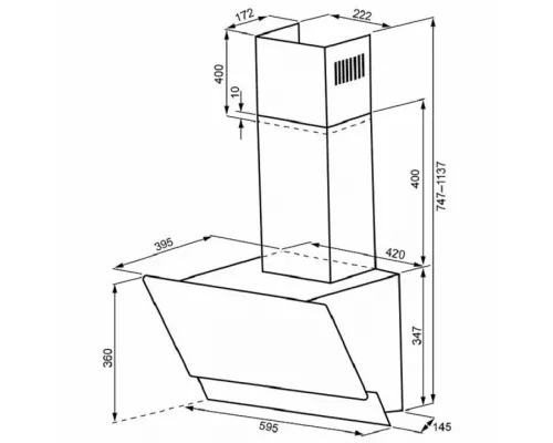 Вытяжка каминная наклонная KRONA ALVA 600 white S белый
