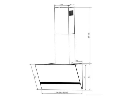Вытяжка каминная наклонная KRONA BRUNA 600 BLACK S