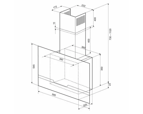 Вытяжка каминная наклонная KRONA DOMENIKA 600 BLACK/INOX S