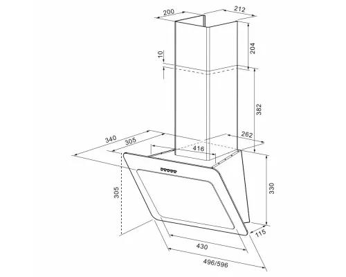 Вытяжка каминная наклонная KRONA Liva 600 S белый