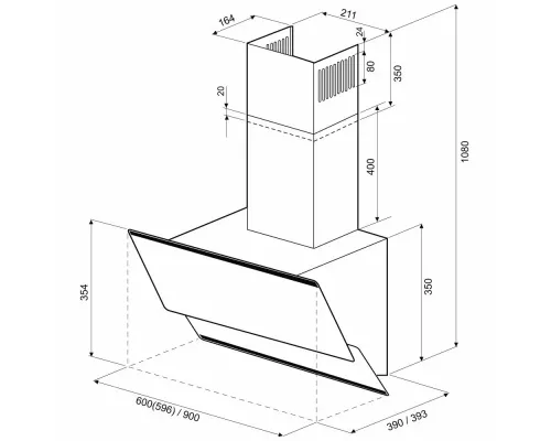 Вытяжка KRONA IRIDA 600 white sensor