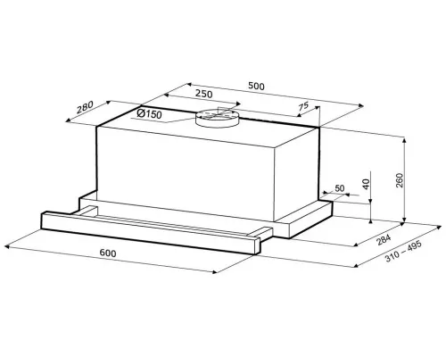 Вытяжка KRONA KAMILLA power 600 inox 3Р