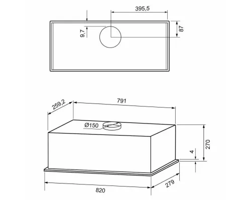 Вытяжка полновстраиваемая KRONA ARVEN 900 BLACK S черная