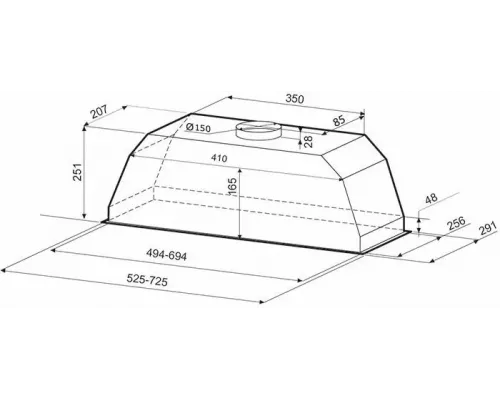 Вытяжка полновстраиваемая KRONA RUNA 600 white PB белый