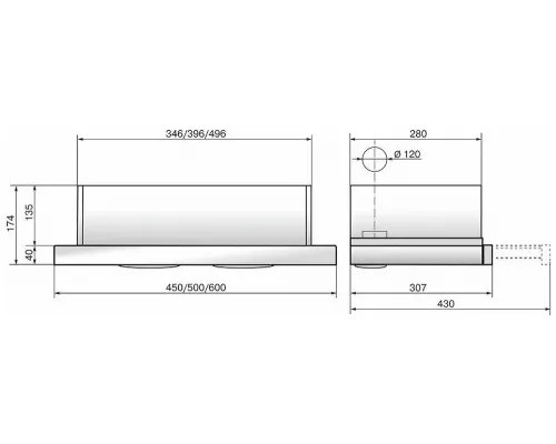 Вытяжка встраиваемо-выдвижная ELIKOR ИНТЕГРА 50П-400-В2Л черный/нерж.сталь