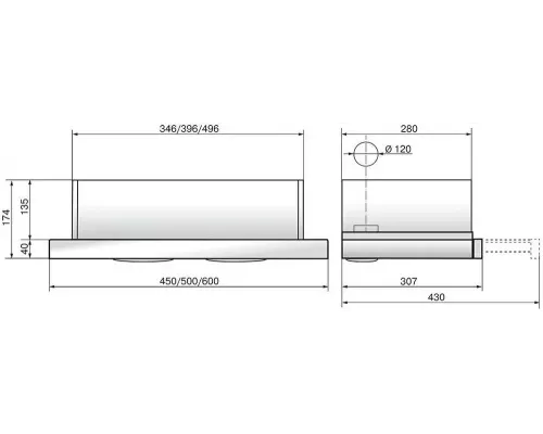 Вытяжка встраиваемо-выдвижная ELIKOR ИНТЕГРА GLASS 45Н-400-В2Д нерж.сталь/стекло черное