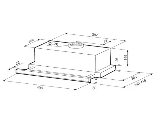Вытяжка встраиваемо-выдвижная KRONA ARYA 500 inox PB