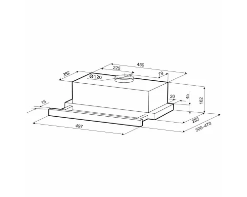 Вытяжка встраиваемо-выдвижная KRONA KAMILLA T 500 BLACK