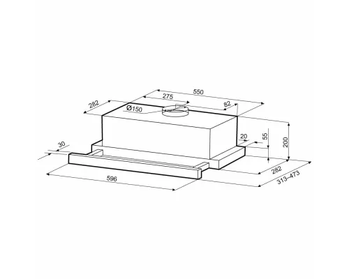 Вытяжка встраиваемо-выдвижная KRONA KAMILLA TK 600 BLACK (1 мотор)