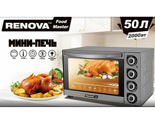 Мини-печь RENOVA MO-50GLTS1 серебро Мини-печь RENOVA MO-50GLTS1 серебро