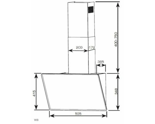 Вытяжка каминная наклонная CENTEK CT-1829-60 Black Вытяжка каминная наклонная CENTEK CT-1829-60 Black