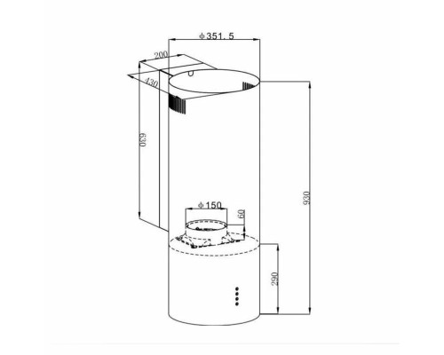 Вытяжка каминная циллиндрическая HOMSair ART 1050WL 35 Черный Вытяжка каминная циллиндрическая HOMSair ART 1050WL 35 Черный