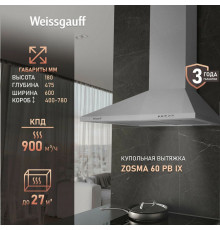 Вытяжка каминная WEISSGAUFF Zosma 60 PB IX нерж.