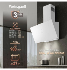 Вытяжка каминная наклонная Weissgauff Zibal 60 WH Sensor белый