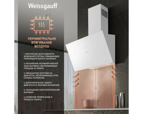 Вытяжка каминная наклонная Weissgauff Zibal 60 WH Sensor белый Вытяжка каминная наклонная Weissgauff Zibal 60 WH Sensor белый
